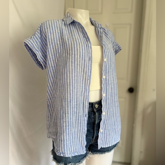beachlunchlounge Blue and White Striped Button Down Shirt - Picture 7 of 15
